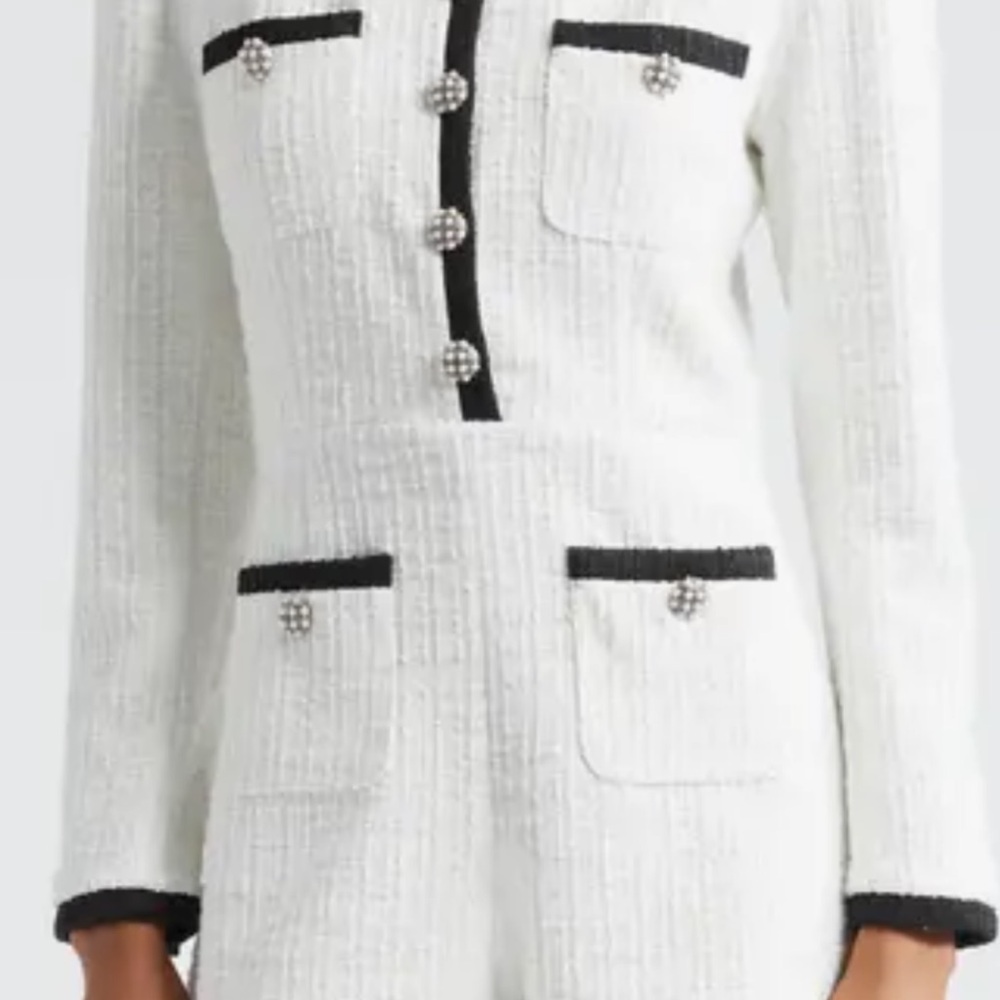 Alice + Olivia Black and White Tweed Jacket